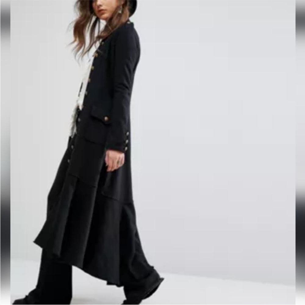 Ralph Lauren Military Duster Denim & Supply Cardigan Jacket Sweater Maxi Long M - Picture 3 of 14
